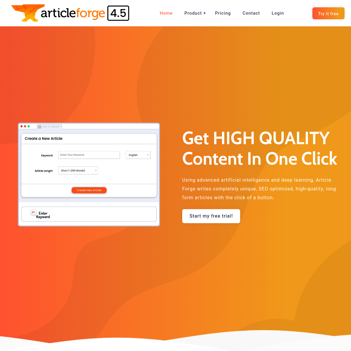 Screenshot of Article Forge