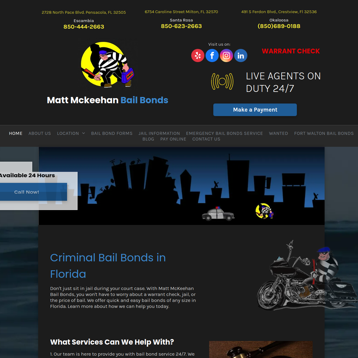 Screenshot of Matt Mckeehan Bail Bonds
