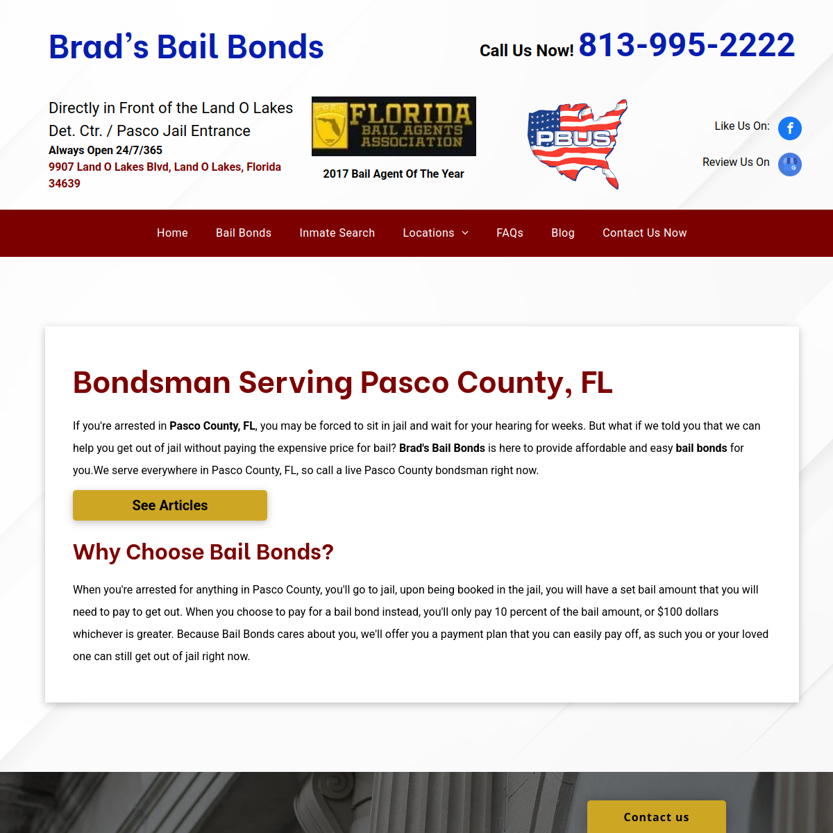 Screenshot of Brad's Bail Bonds