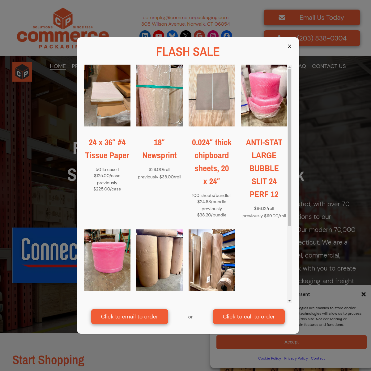 Screenshot of Commerce Packaging Corporation