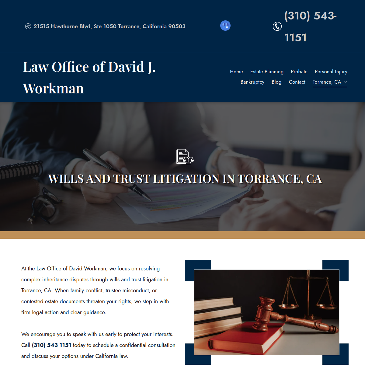 Screenshot of Law Firm of David J. Workman