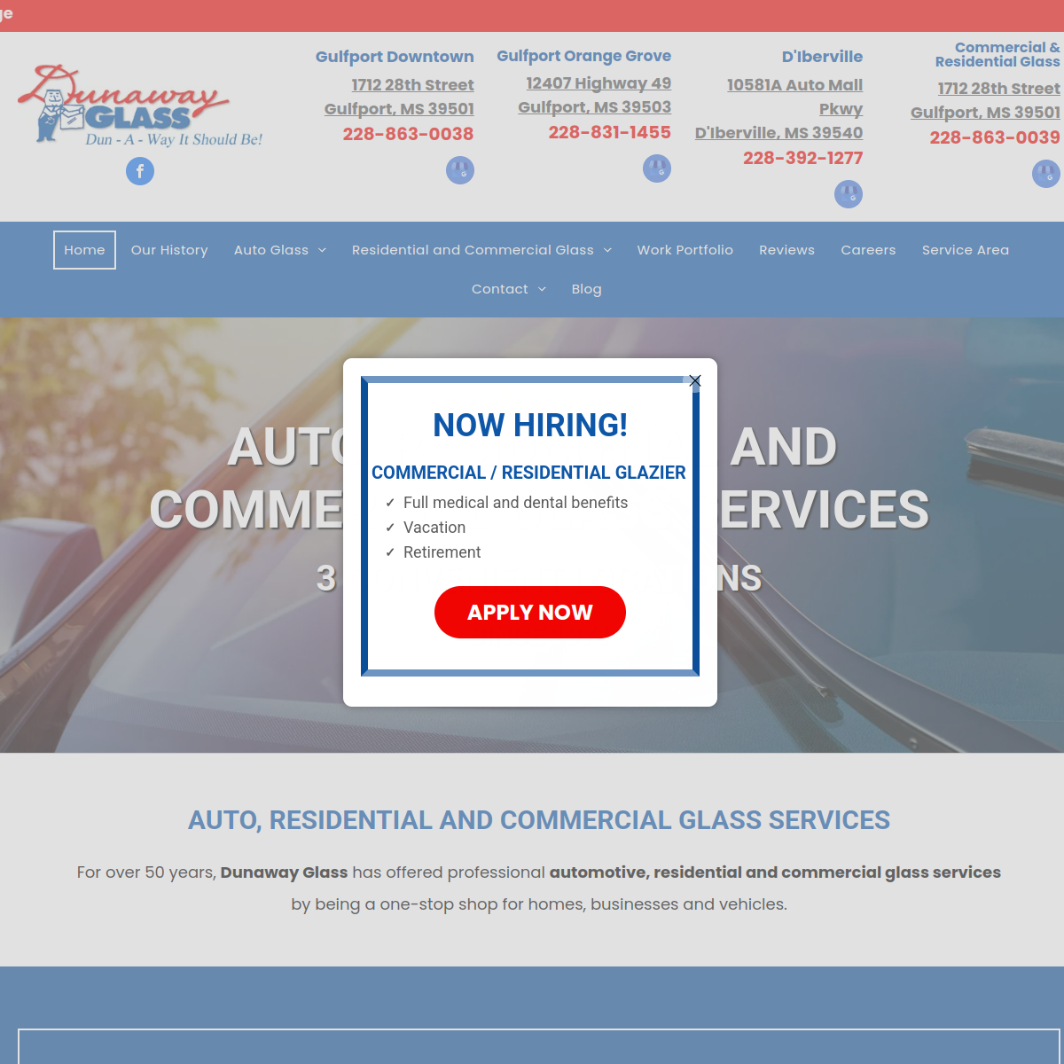 Screenshot of Dunaway Glass