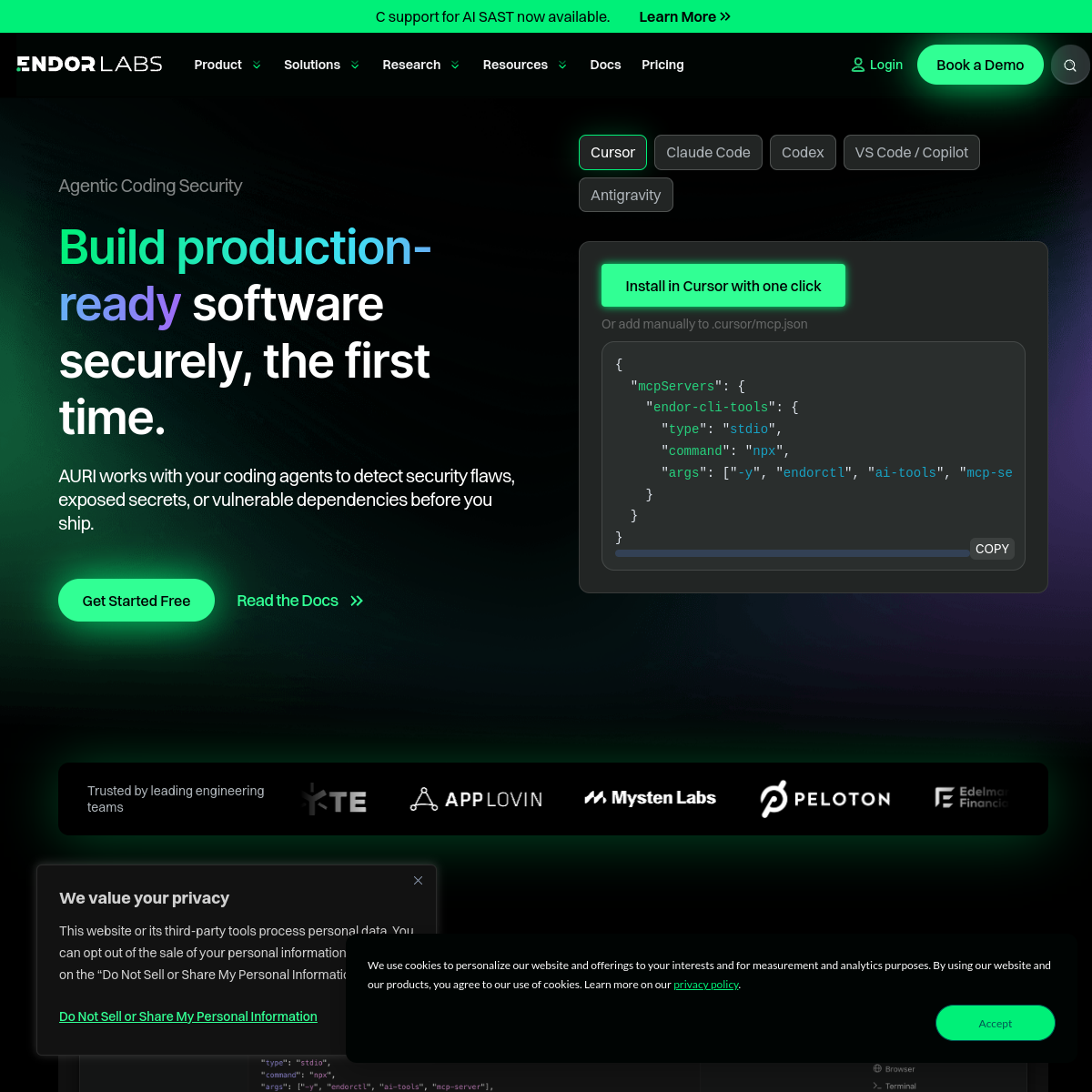 Screenshot of Endor Labs