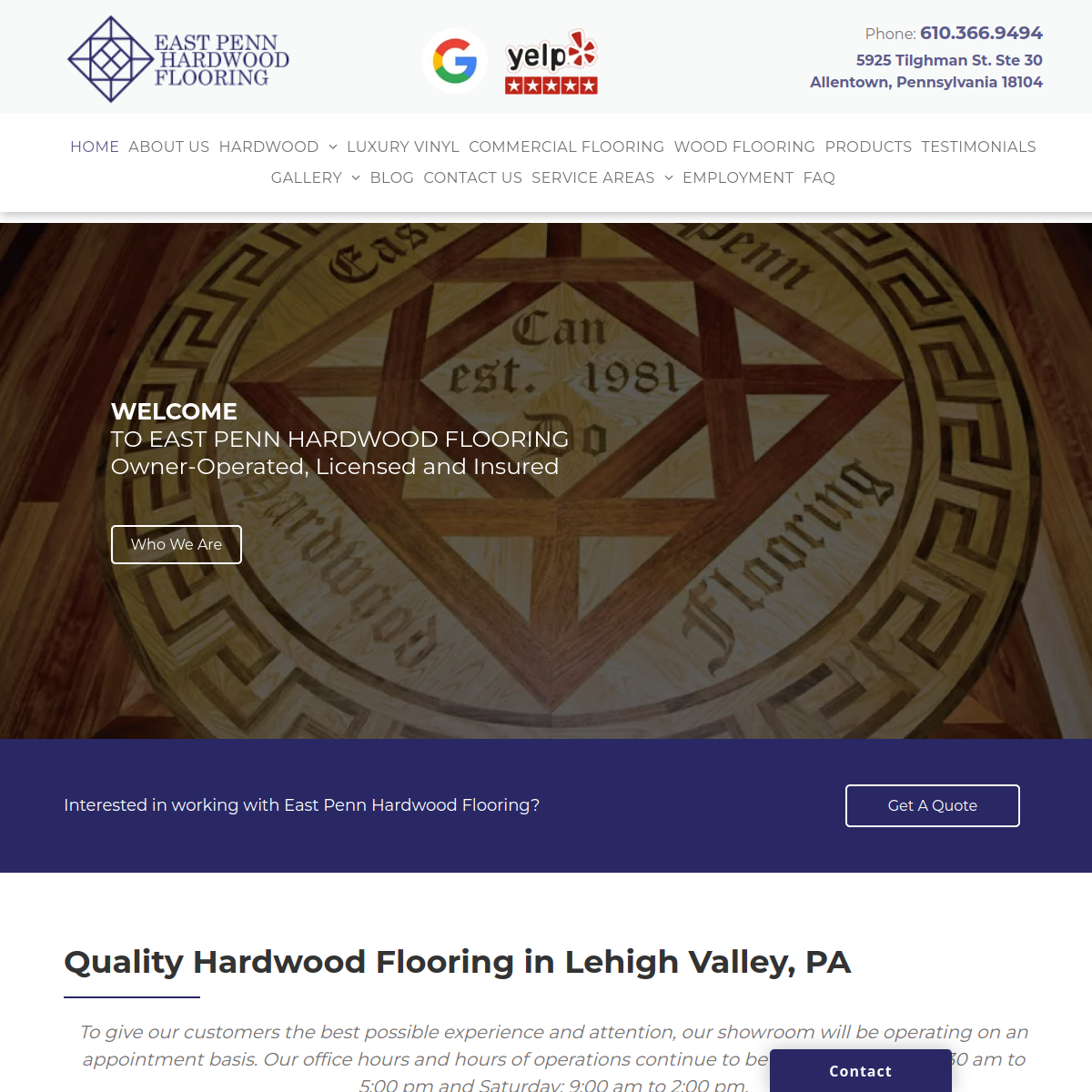 Screenshot of East Penn Hardwood Flooring Corp