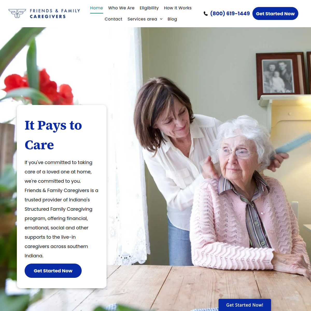 Screenshot of Friends and Family Caregivers