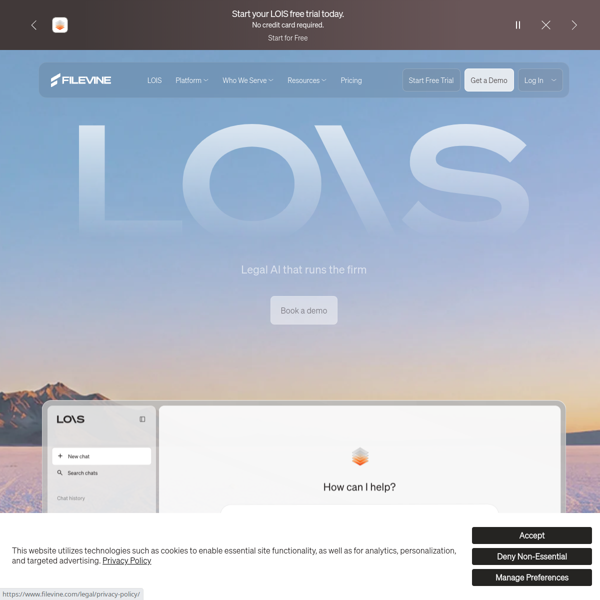 Screenshot of Filevine