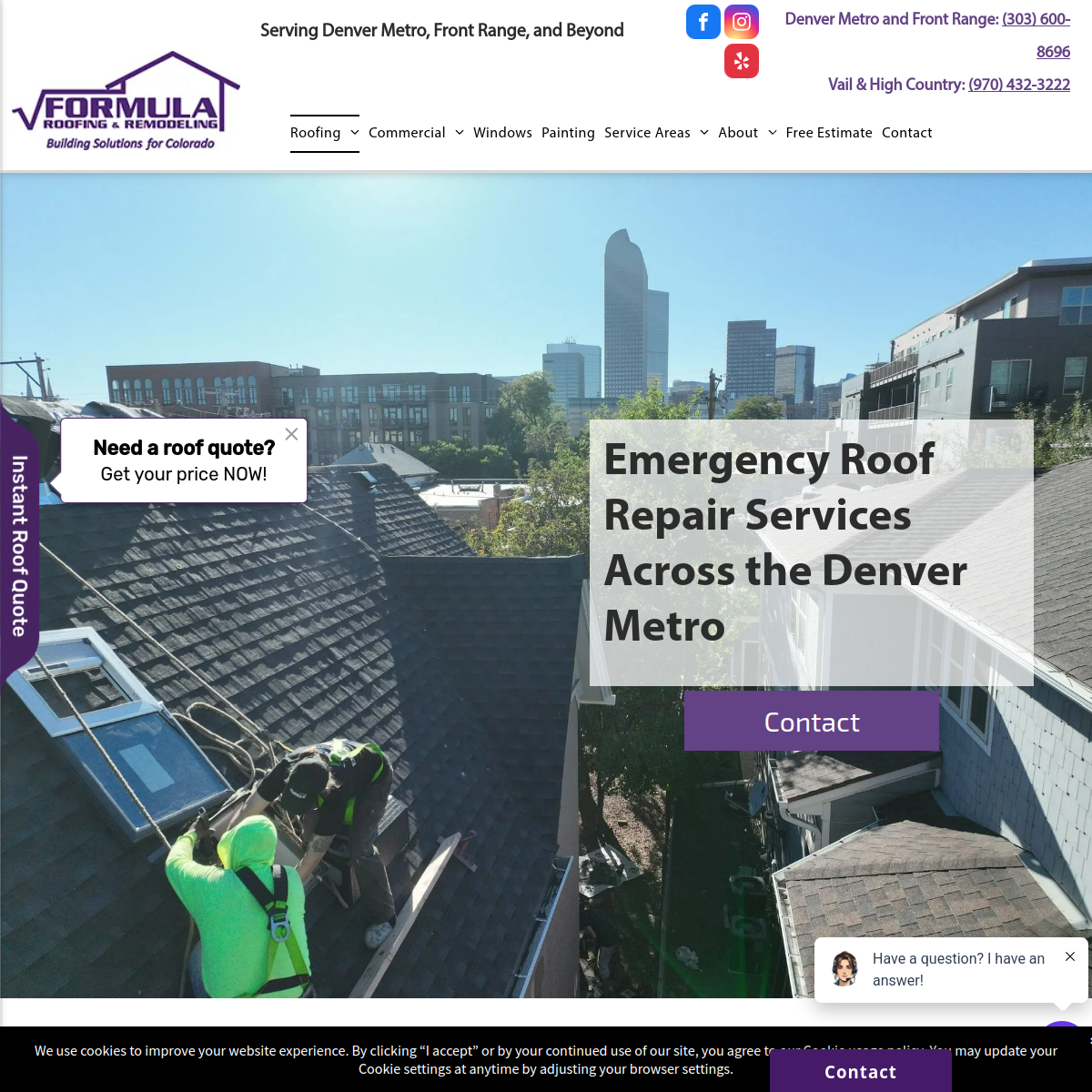Screenshot of Formula Roofing and Remodeling