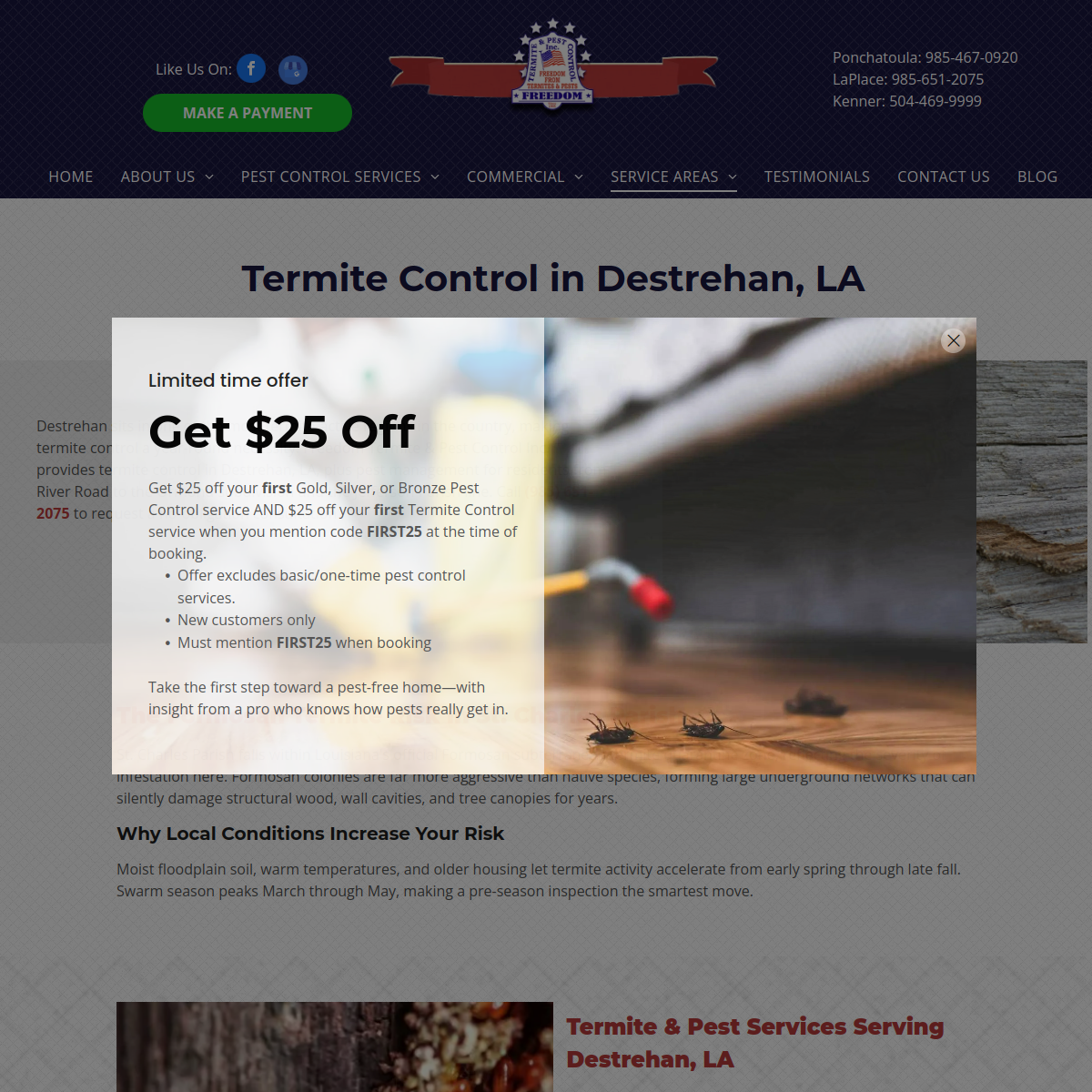 Screenshot of Freedom Termite & Pest Control, Inc