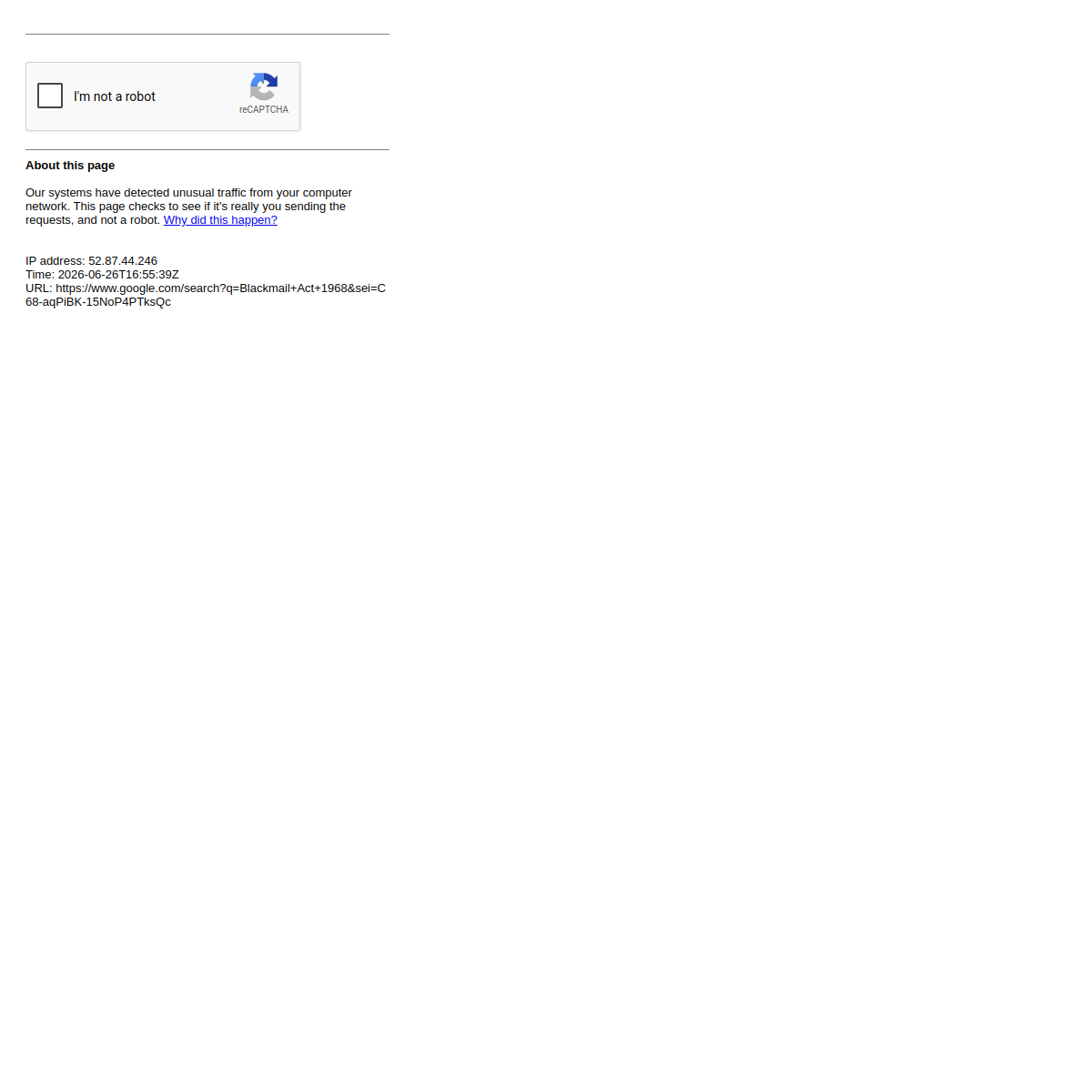 Google query: blackmail act 1968