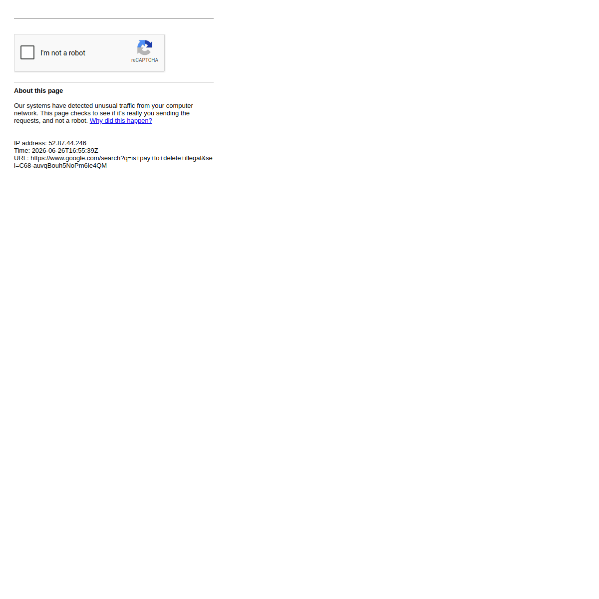 Google query: is pay to delete illegal