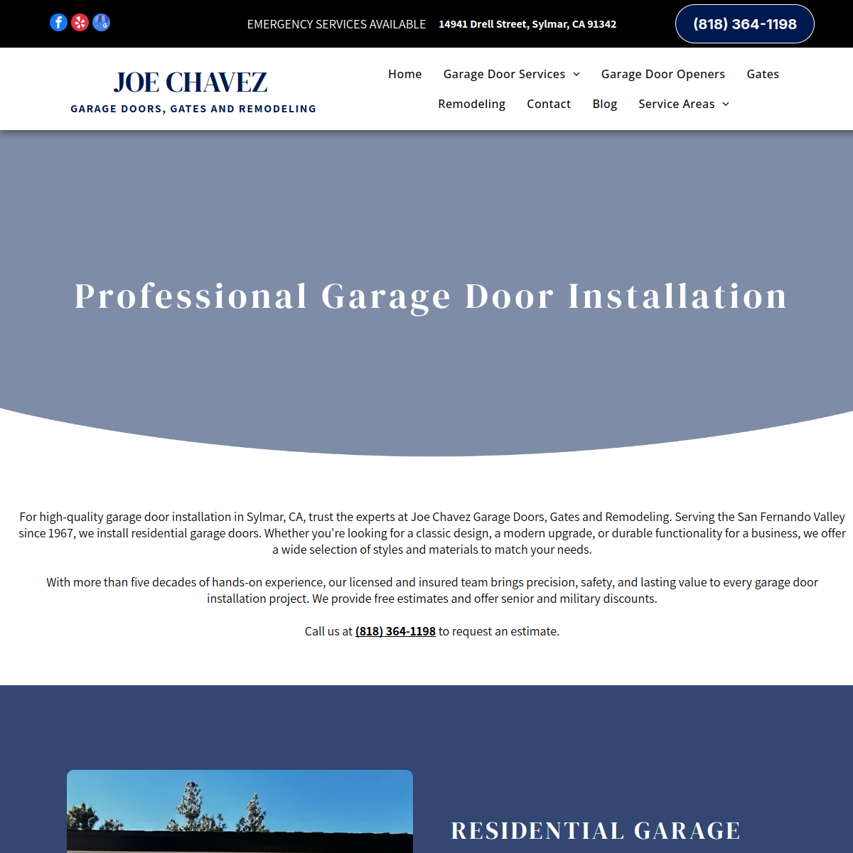 Screenshot of Joe Chavez Garage Doors