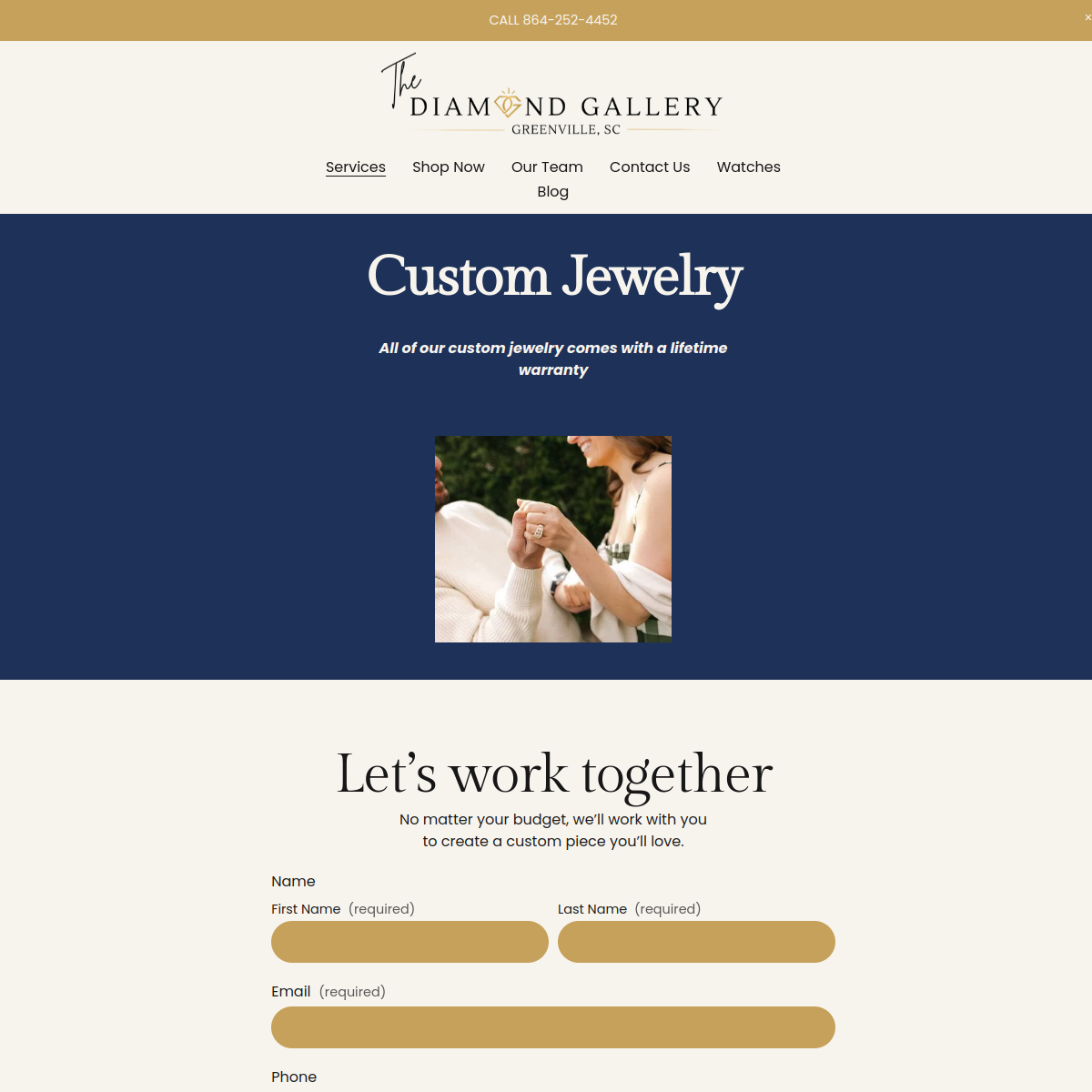 Screenshot of Greenville Diamond Gallery