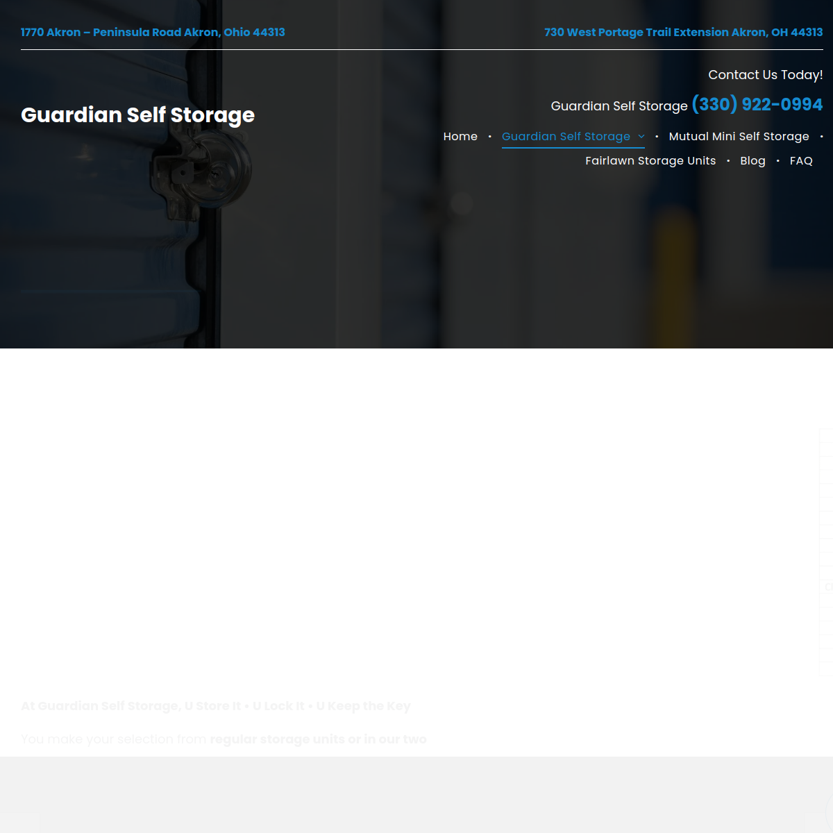 Screenshot of Guardian Self Storage & Mutual Mini Storage