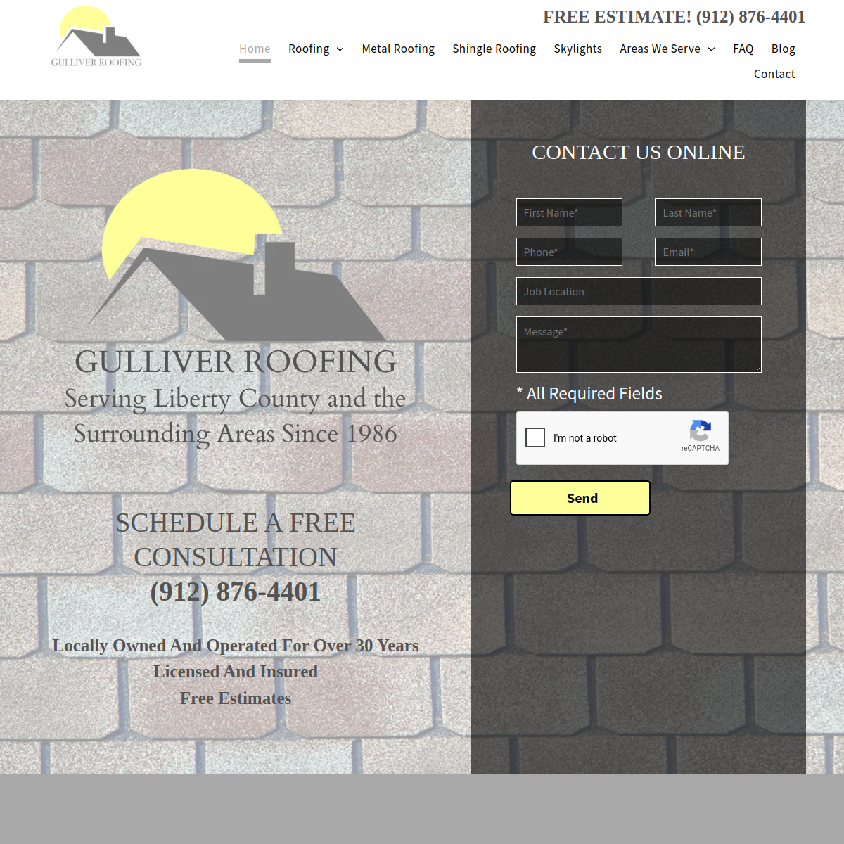 Screenshot of Gulliver Roofing
