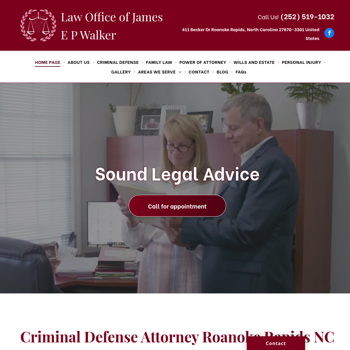 Screenshot of Law Office Of James E P Walker PC