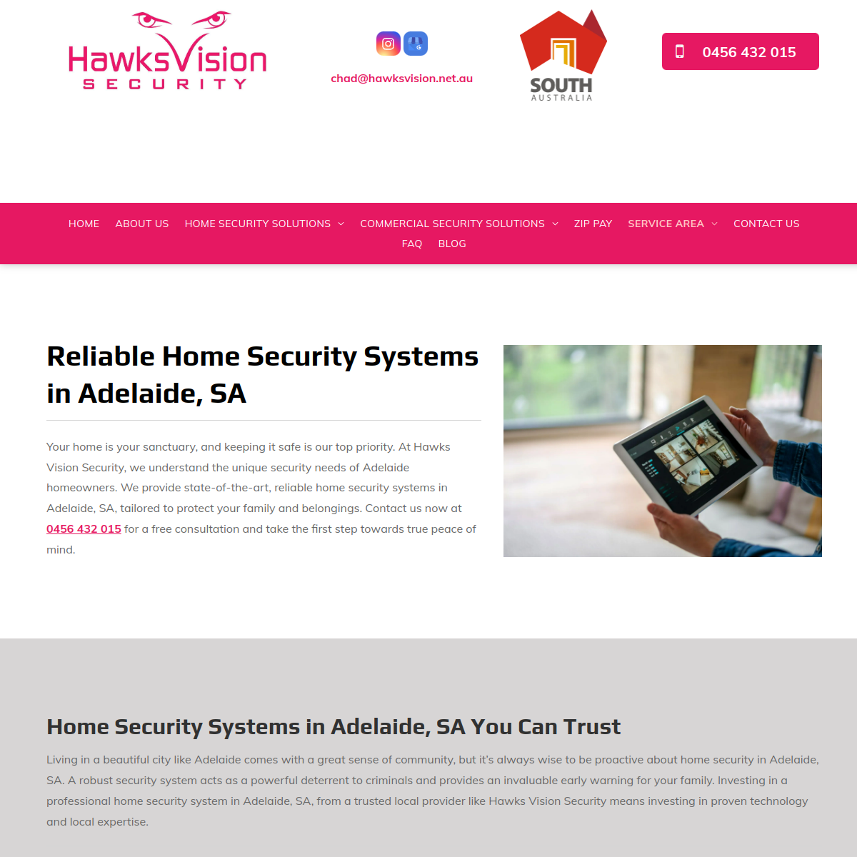 Screenshot of Hawks Vision Security