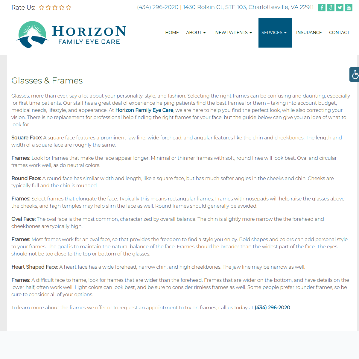 Screenshot of Horizon Family Eye Care