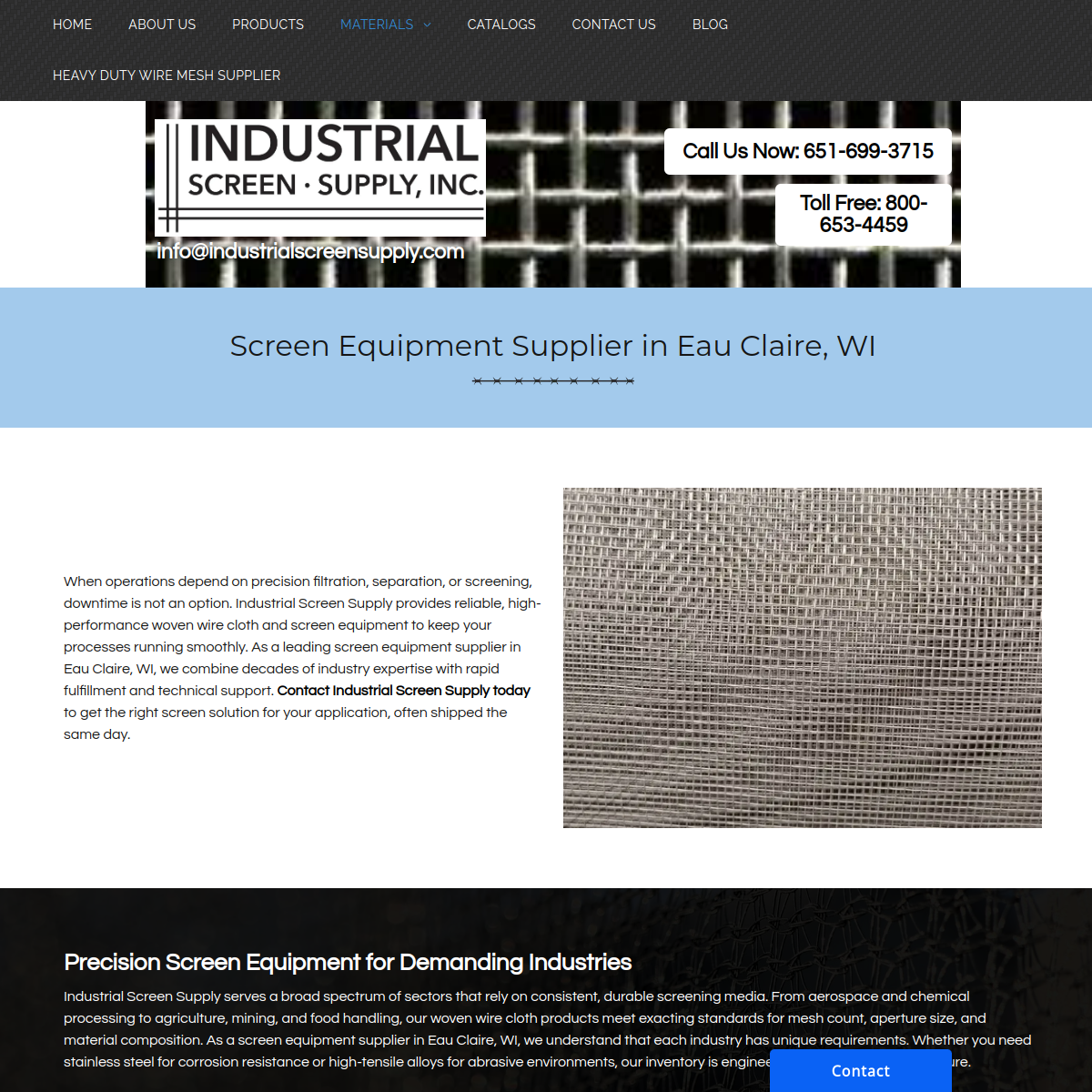 Screenshot of Industrial Screen Supply Inc.