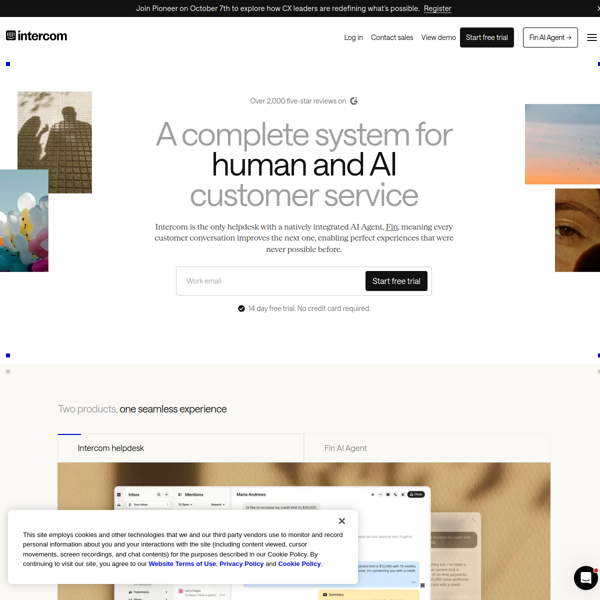 Screenshot of intercom.com