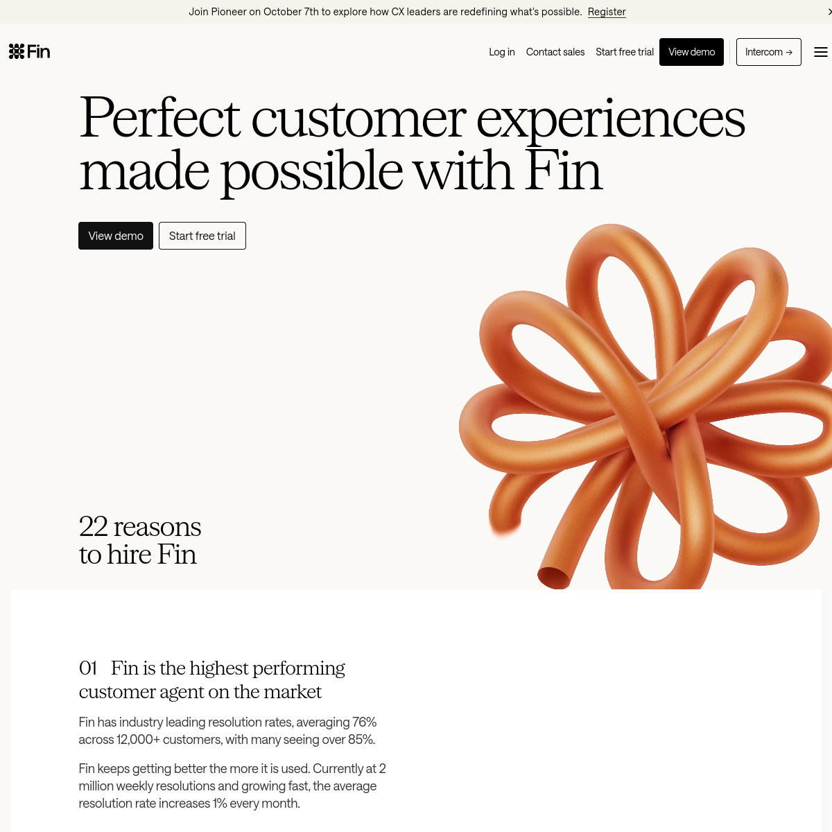Screenshot of Intercom Fin AI