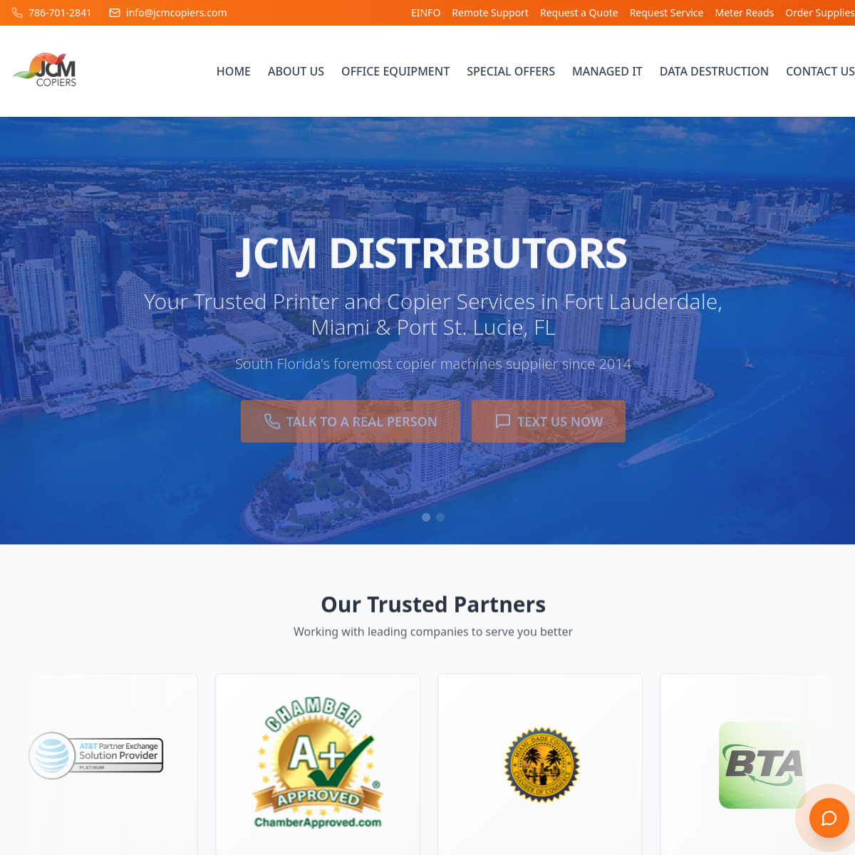 Screenshot of JCM Distributors