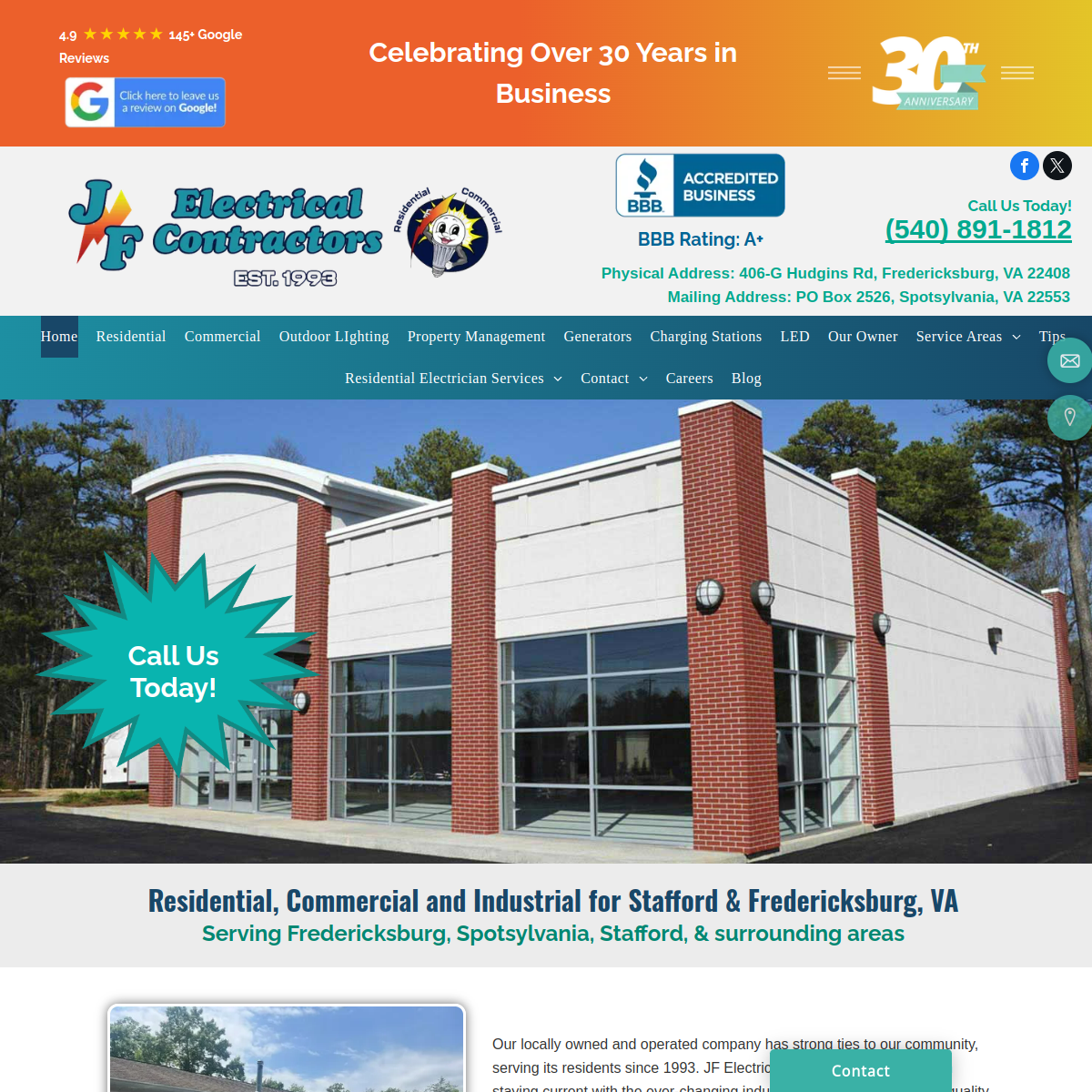 Screenshot of JF Electrical Contractors, Inc
