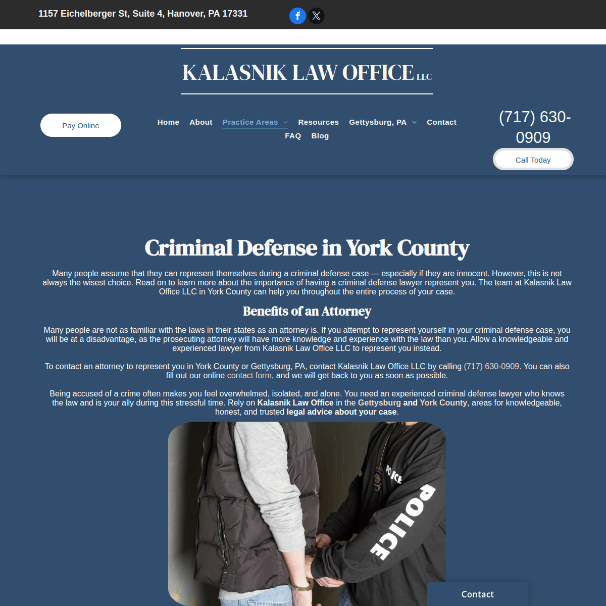Screenshot of Kalasnik Law Office LLC