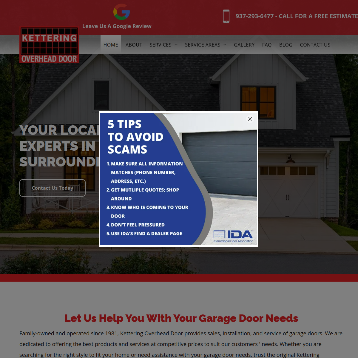 Screenshot of Kettering Overhead Door