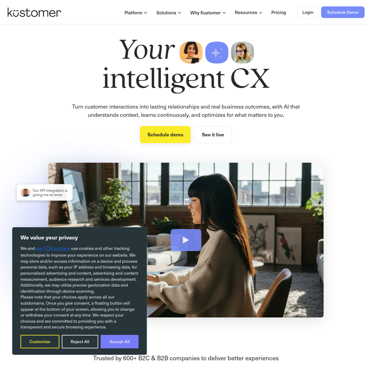 Screenshot of Kustomer