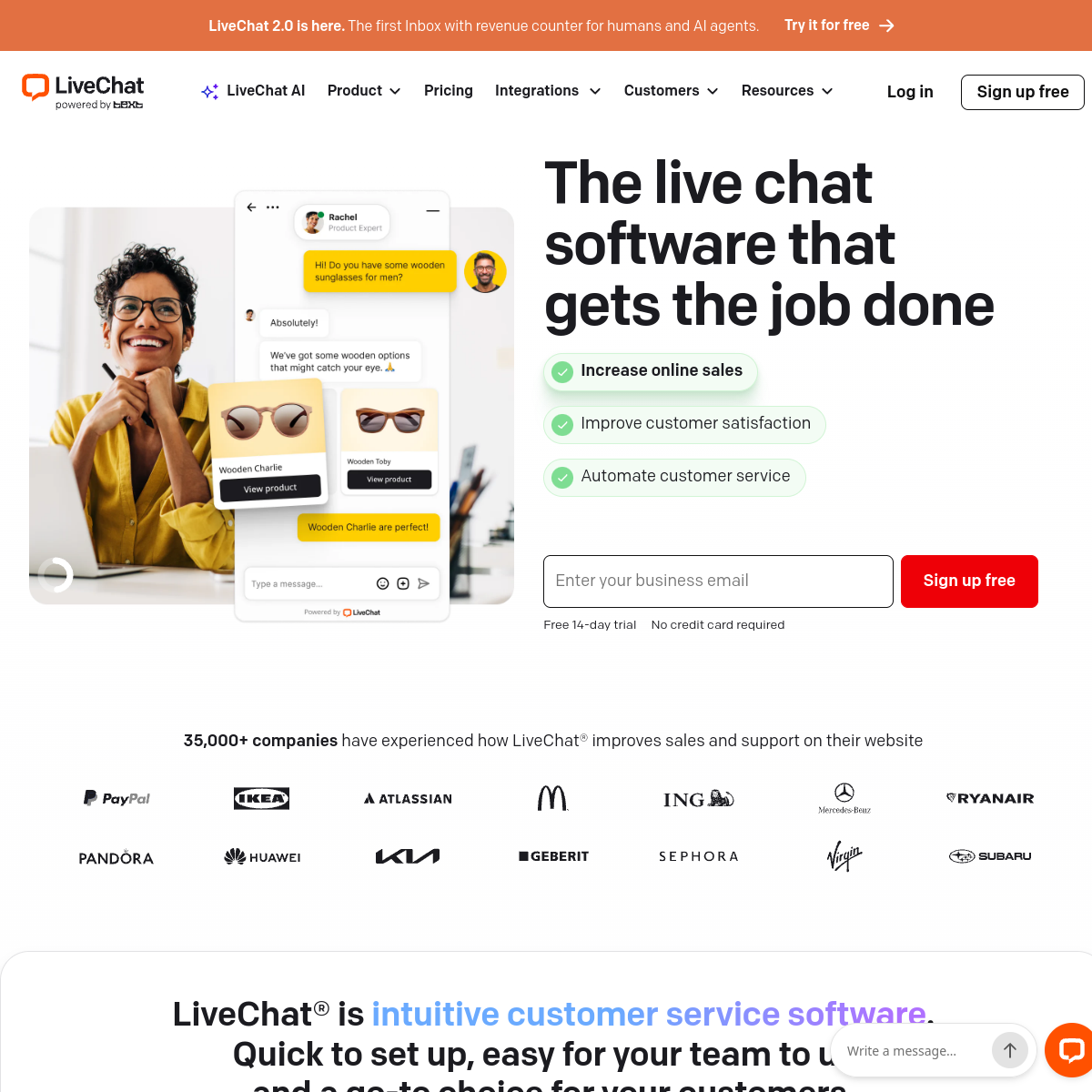 Screenshot of LiveChat