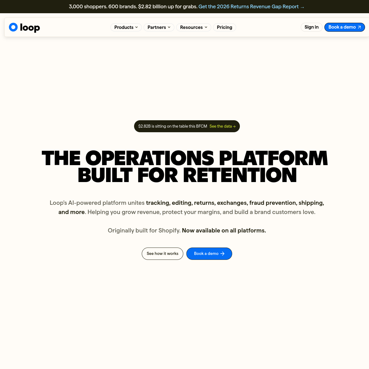 Screenshot of Loop Returns