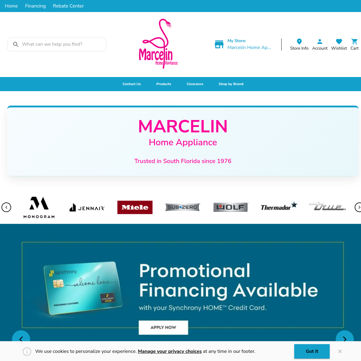Screenshot of Marcelin Home Appliance