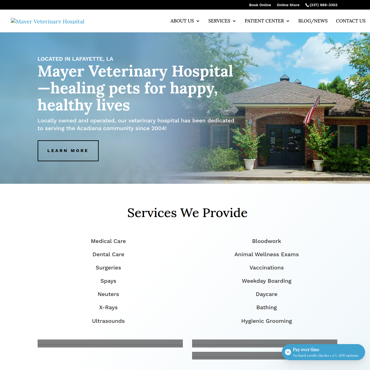 Screenshot of Mayer Veterinary Hospital