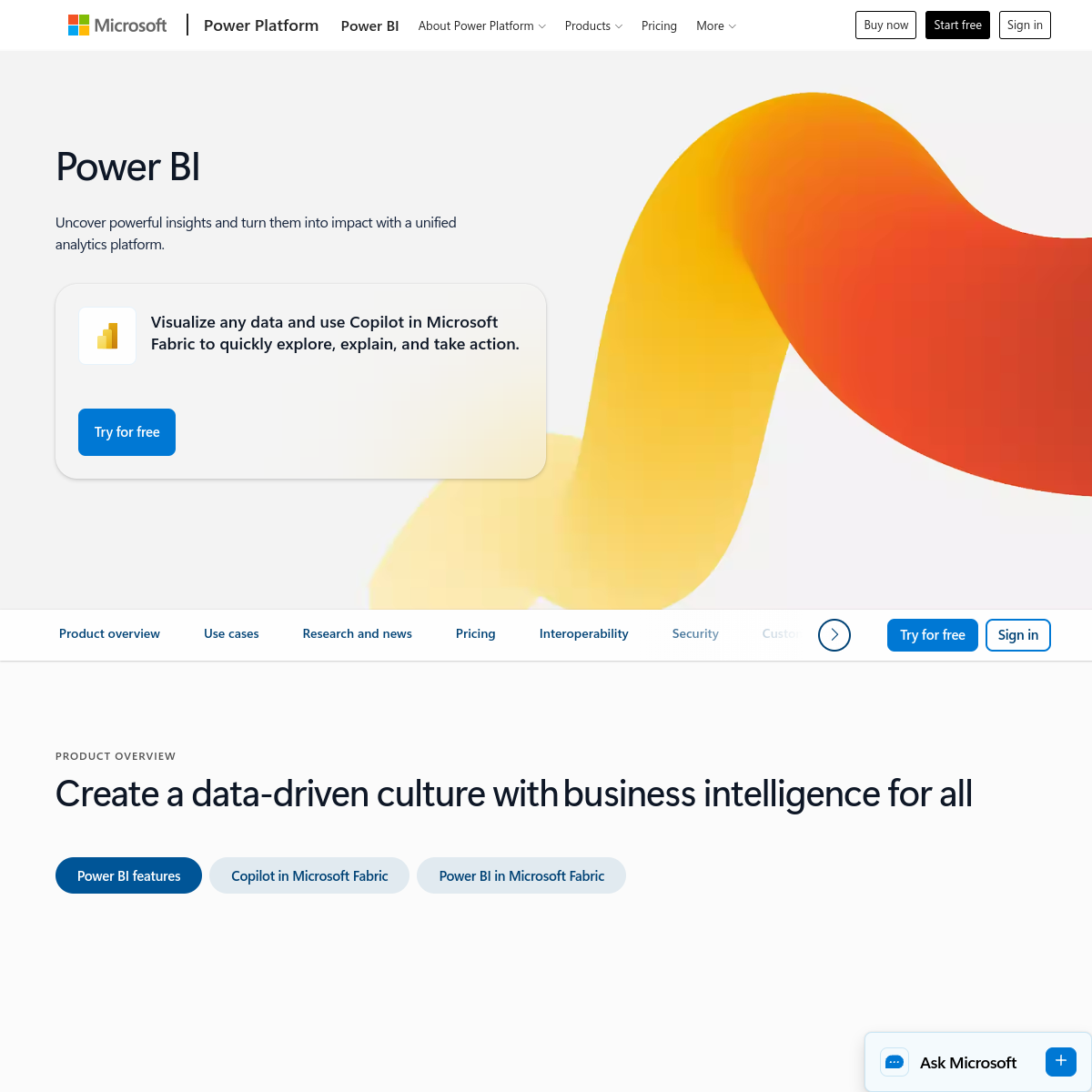 Screenshot of Power BI Copilot