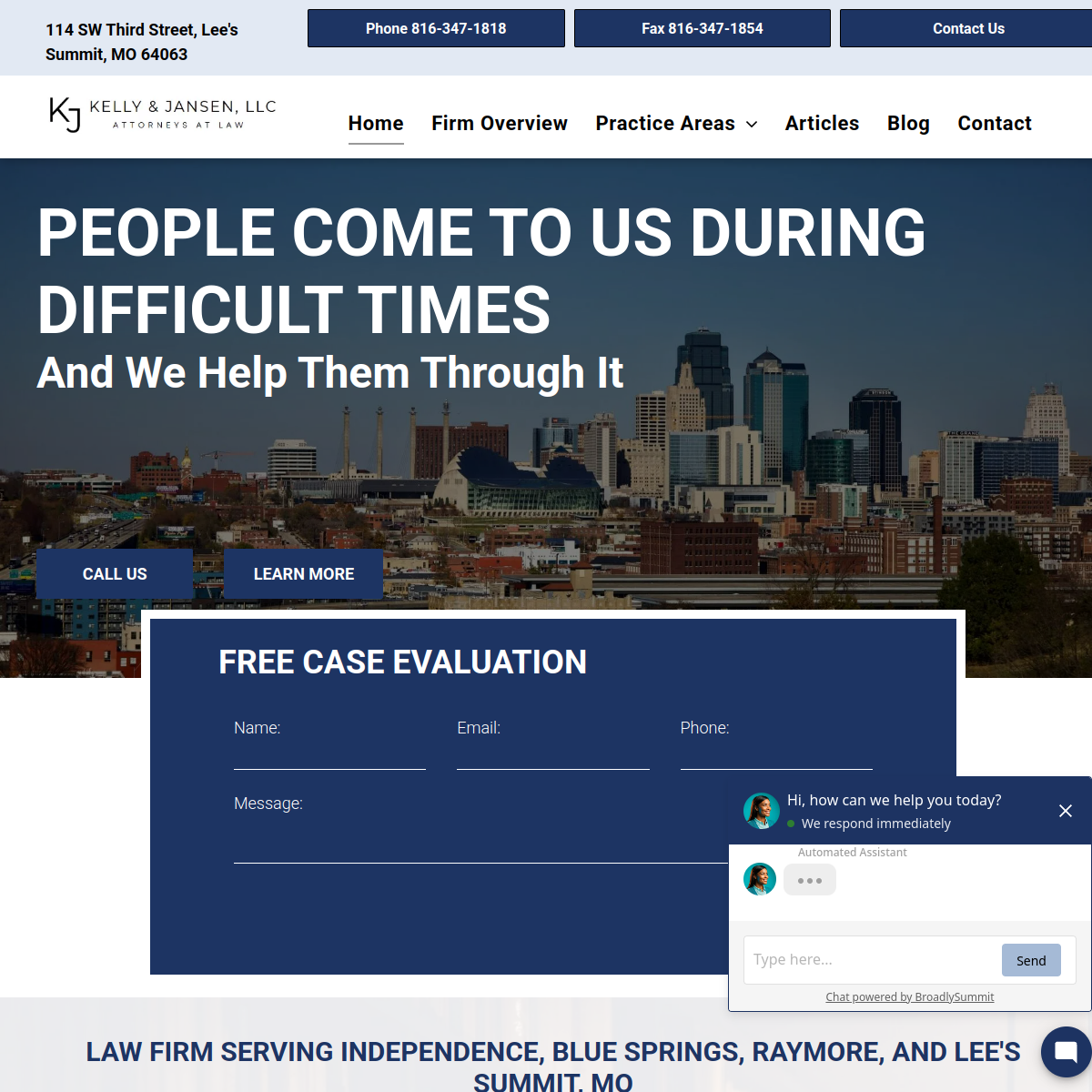 Screenshot of Kelly & Jansen LLC