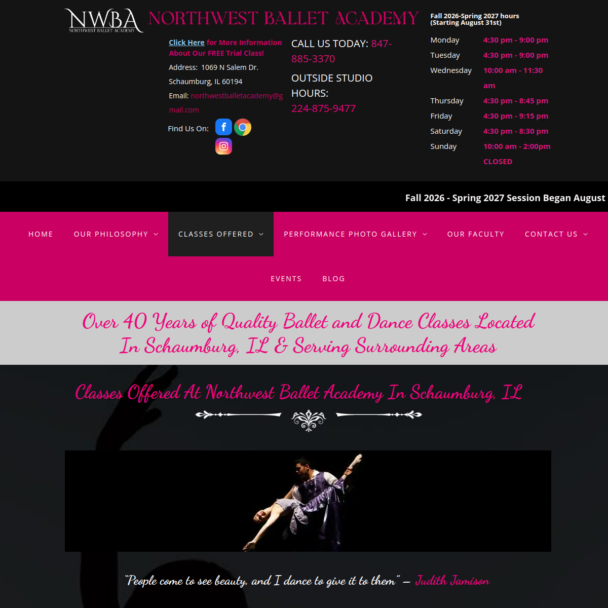 Screenshot of Northwest Ballet Academy