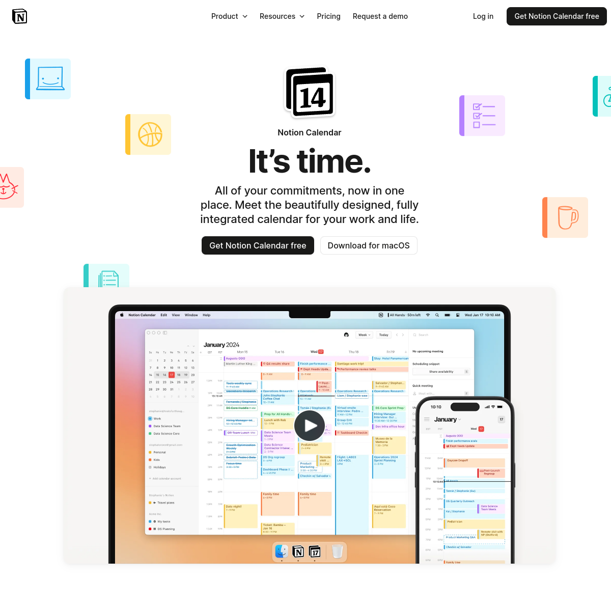 Screenshot of Notion Calendar