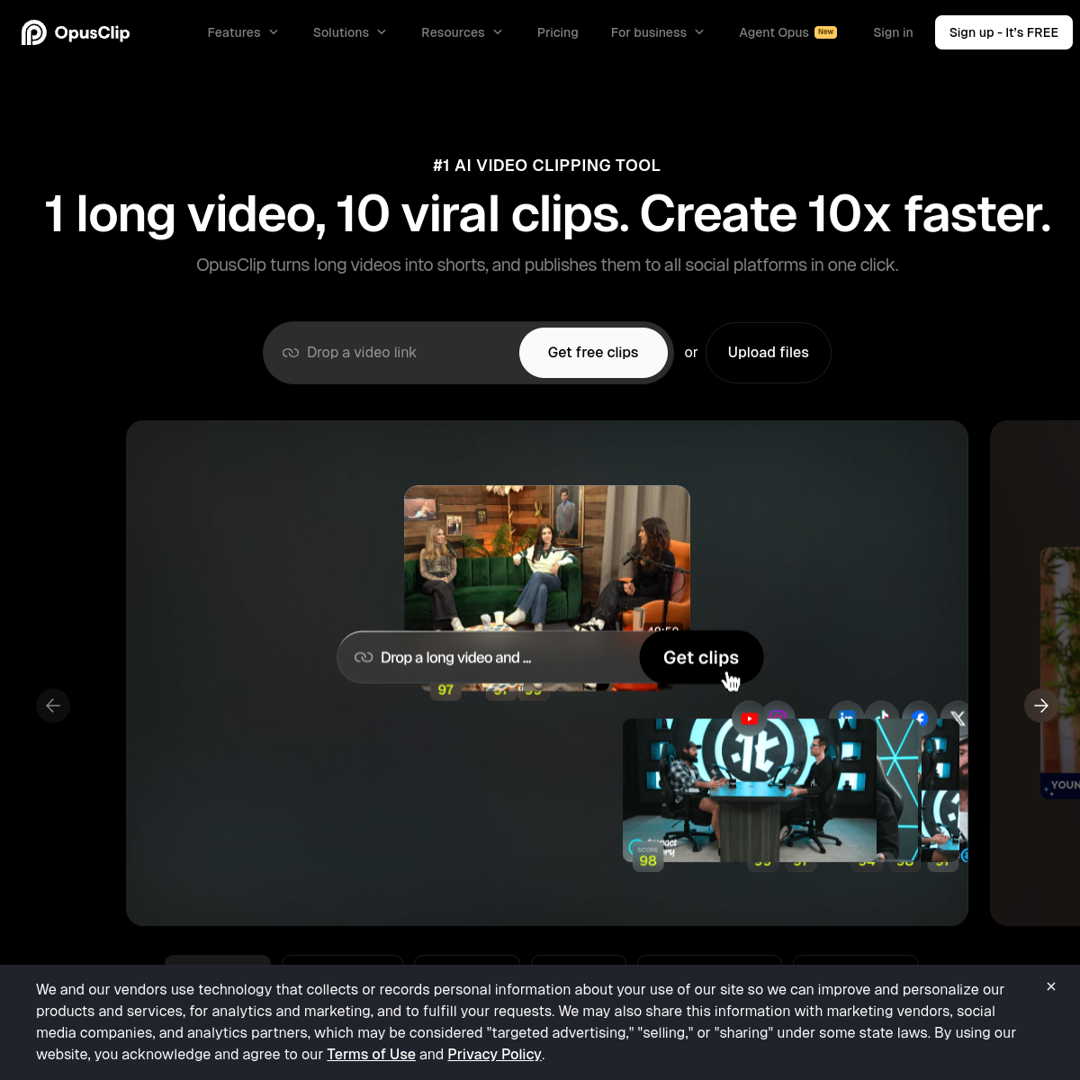 Screenshot of Opus Clip
