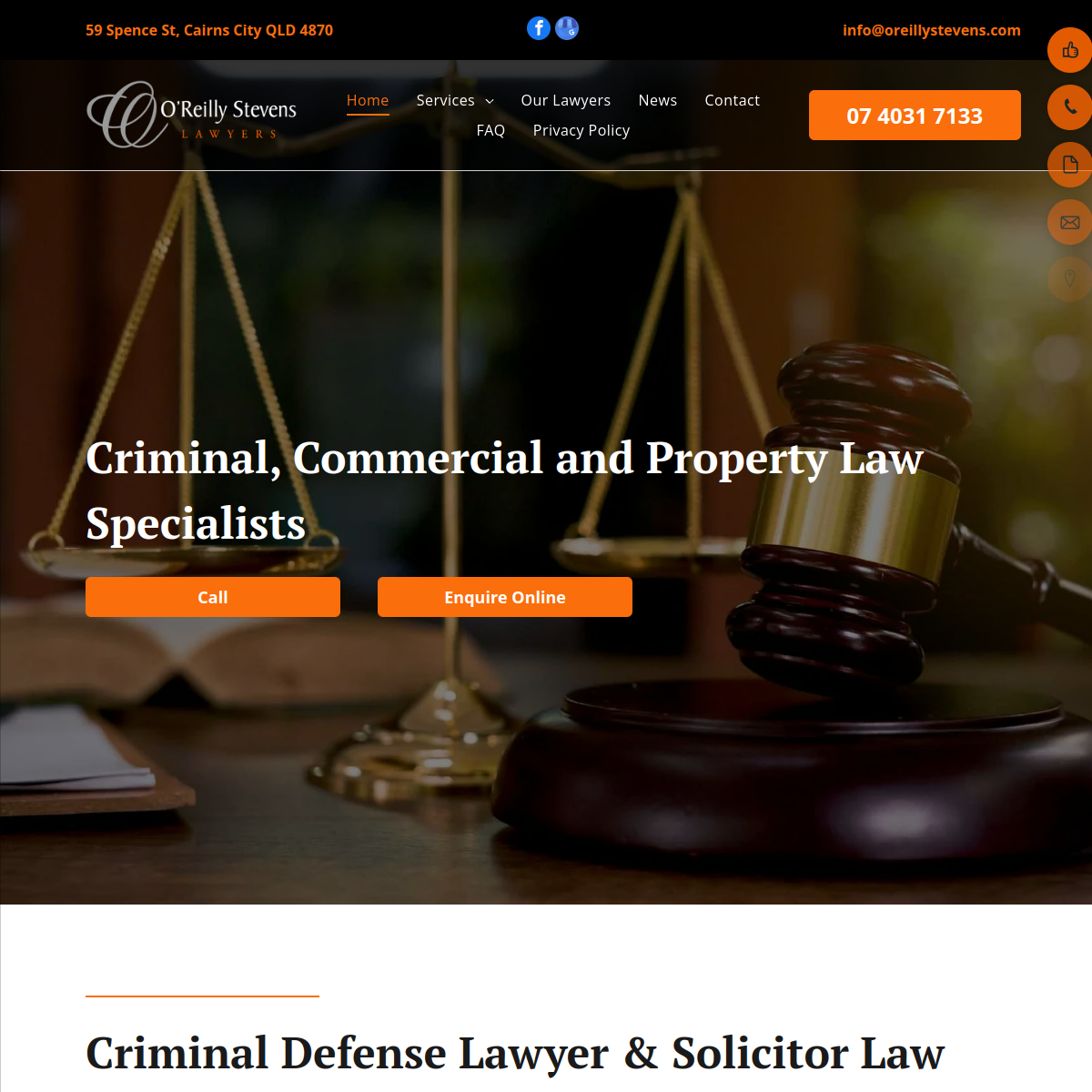 Screenshot of O'Reilly Stevens Lawyers