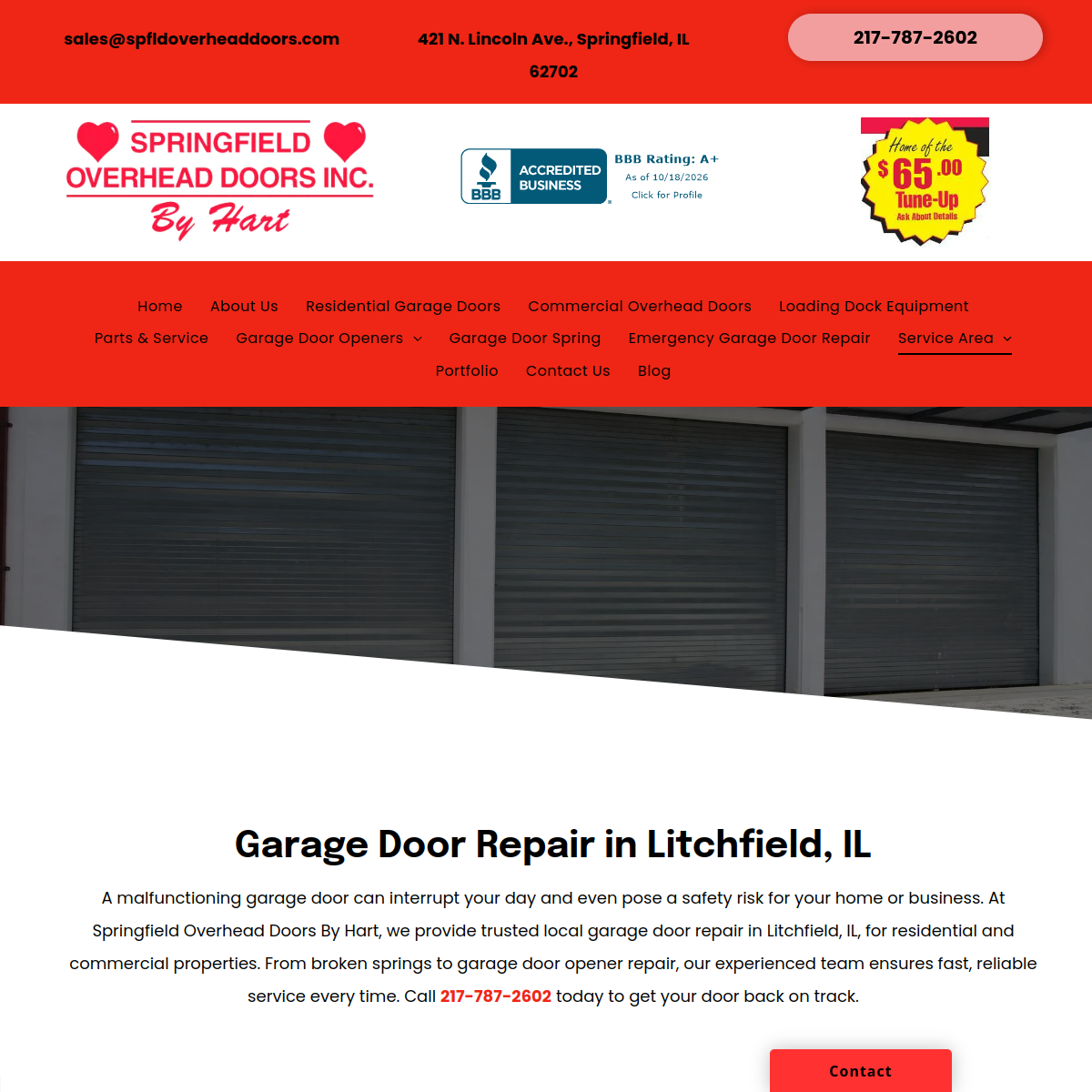 Screenshot of Springfield Overhead Doors By Hart