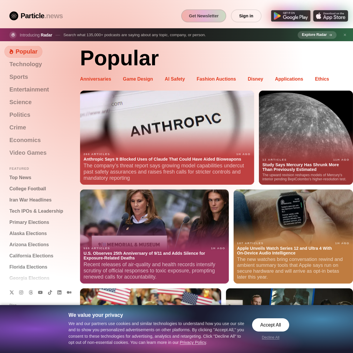 Screenshot of Particle News