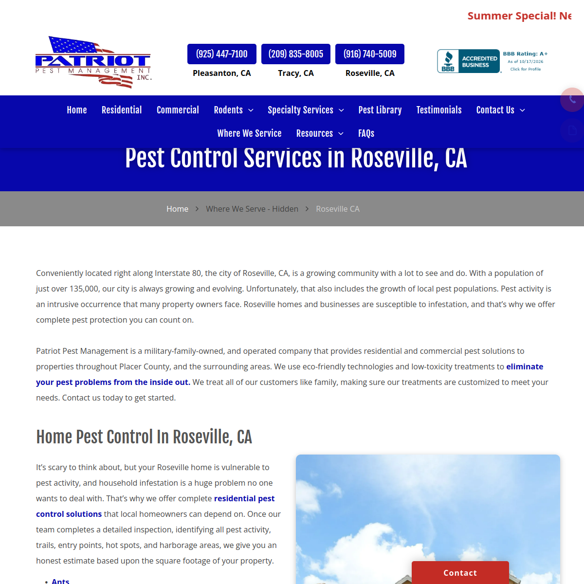 Screenshot of Patriot Pest Management, Inc