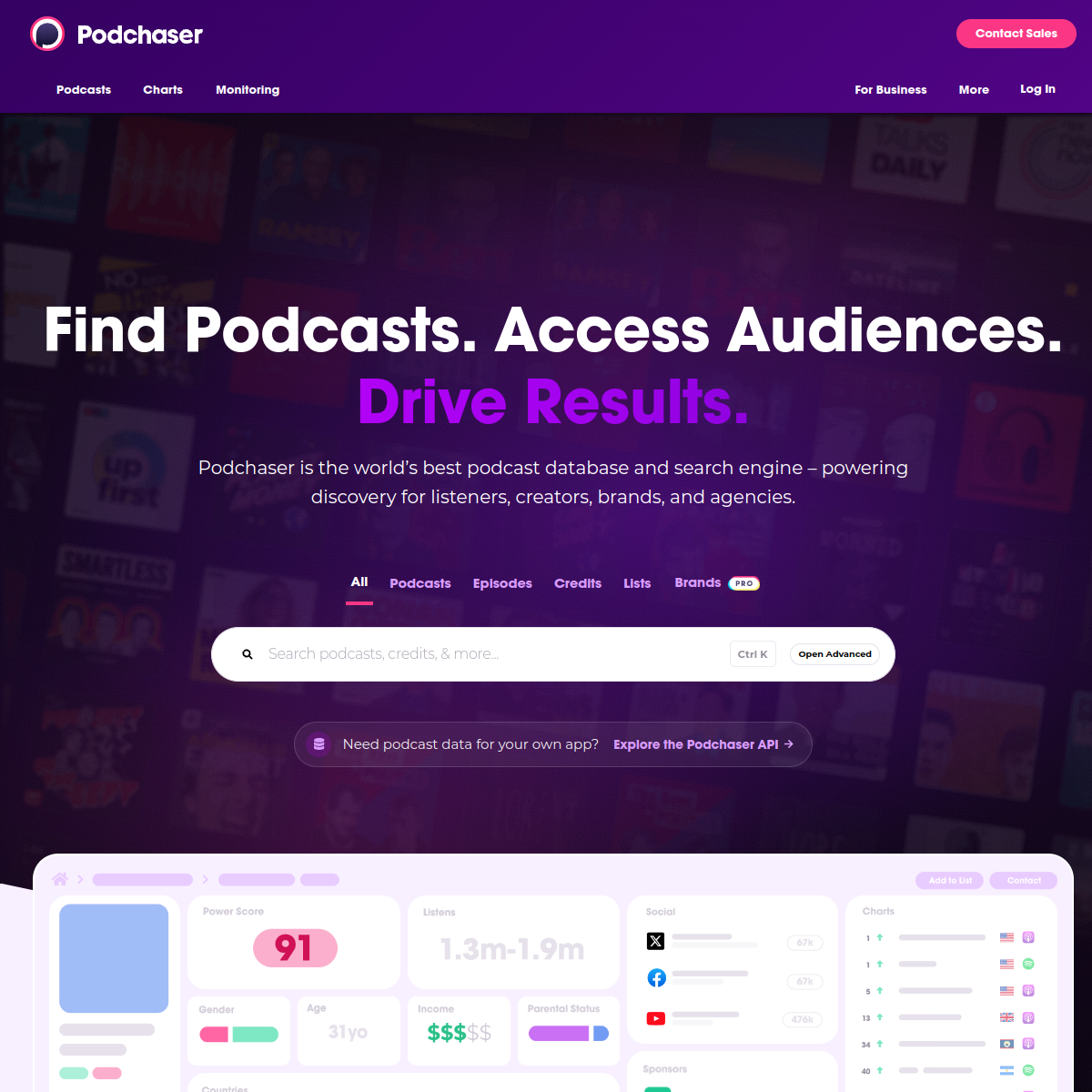 Screenshot of Podchaser