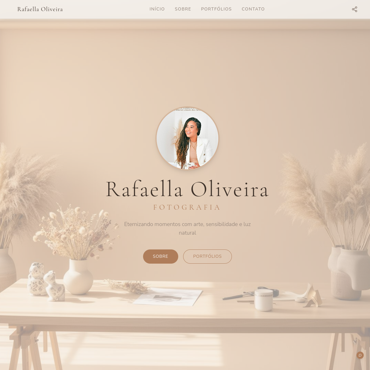 Página inicial do site Rafaella Oliveira Fotografia
