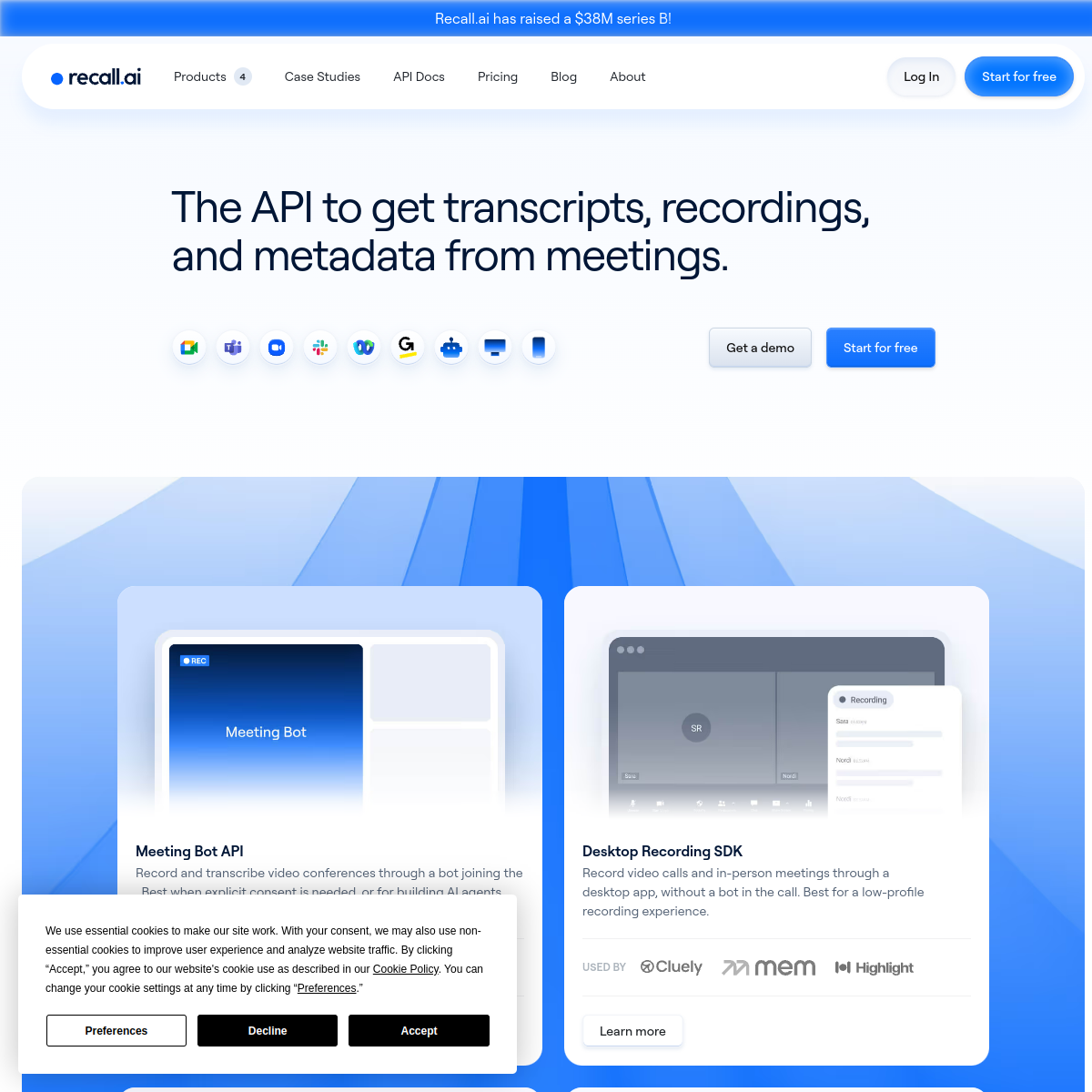 Screenshot of Recall.ai Summaries