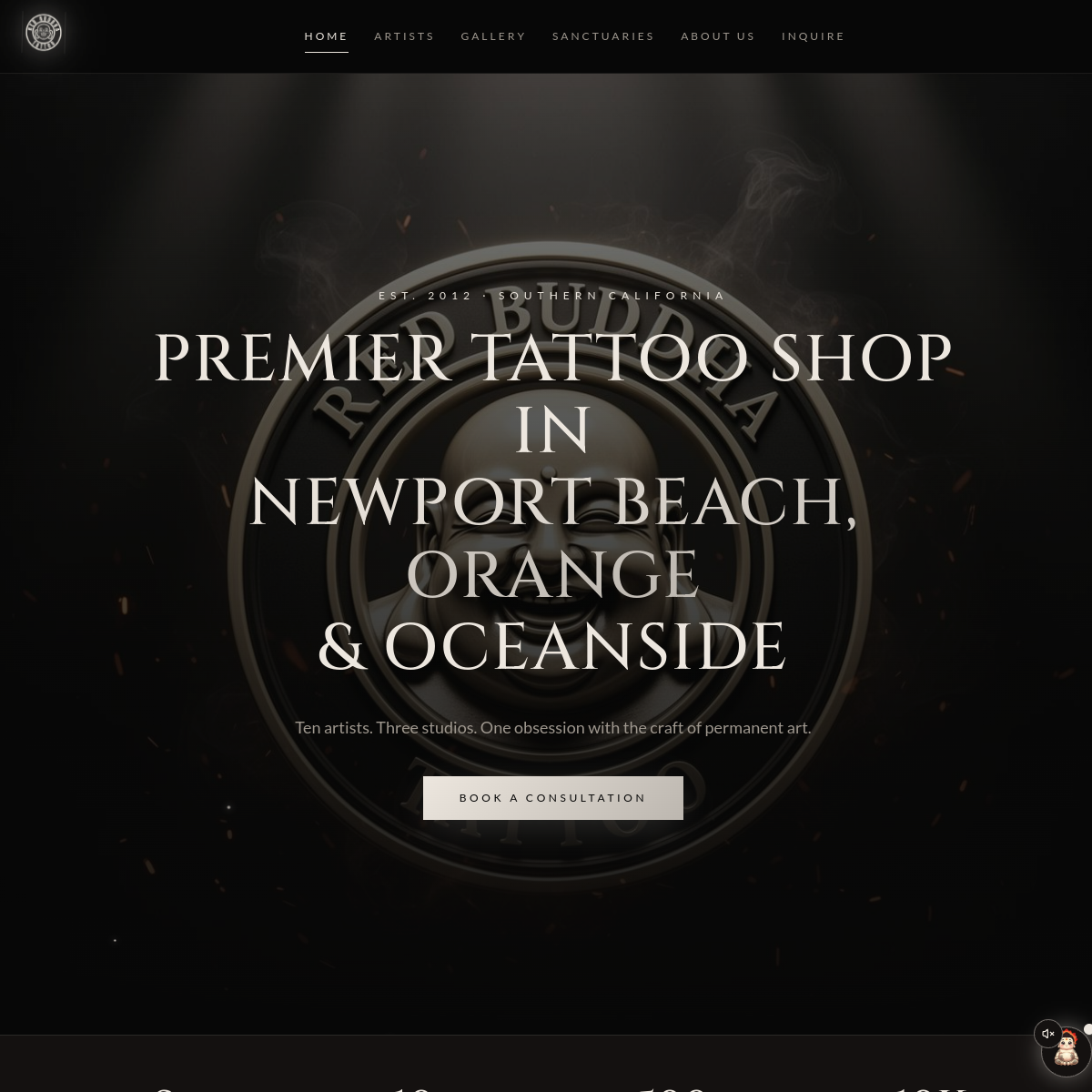 Red Buddha Tattoo website by Phantom Era — live site preview of redbuddhatattoo.com