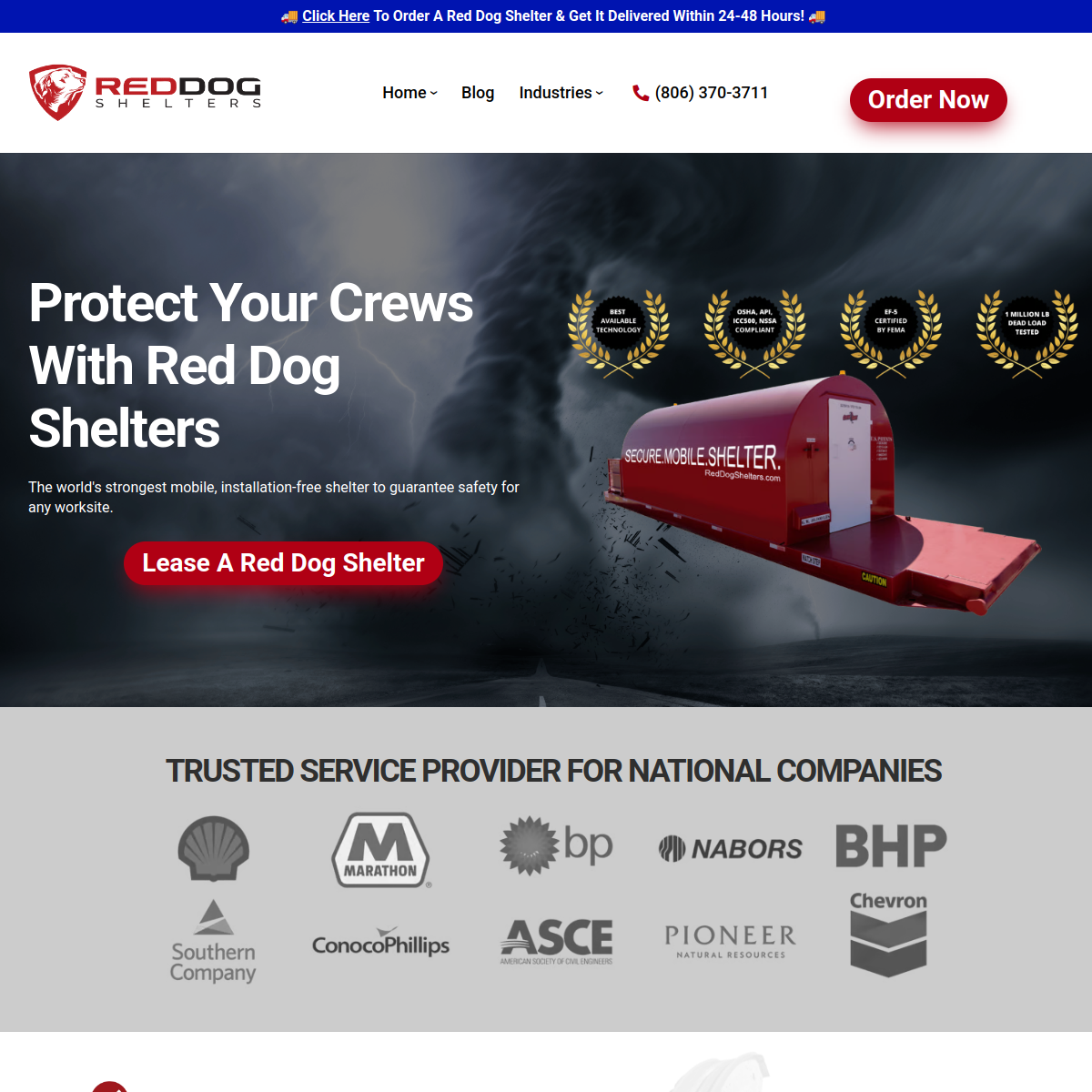Screenshot of Red Dog Mobile Shelters, LLC