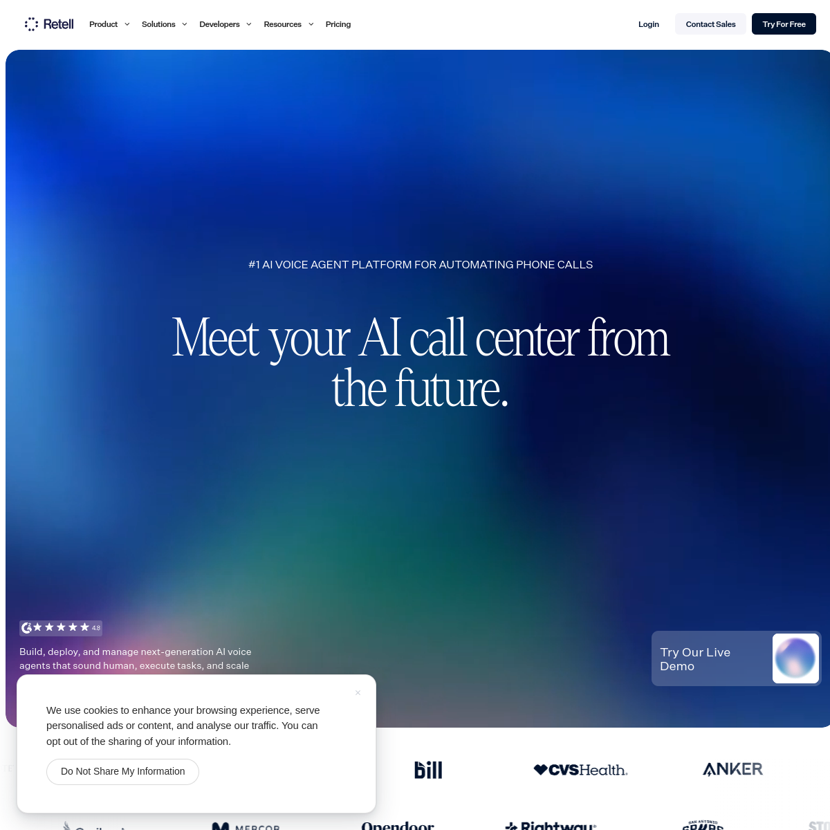 Screenshot of Retell AI