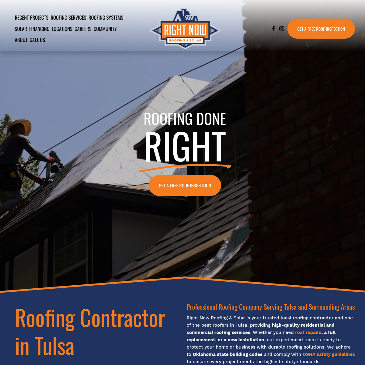 Screenshot of Right Now Roofing