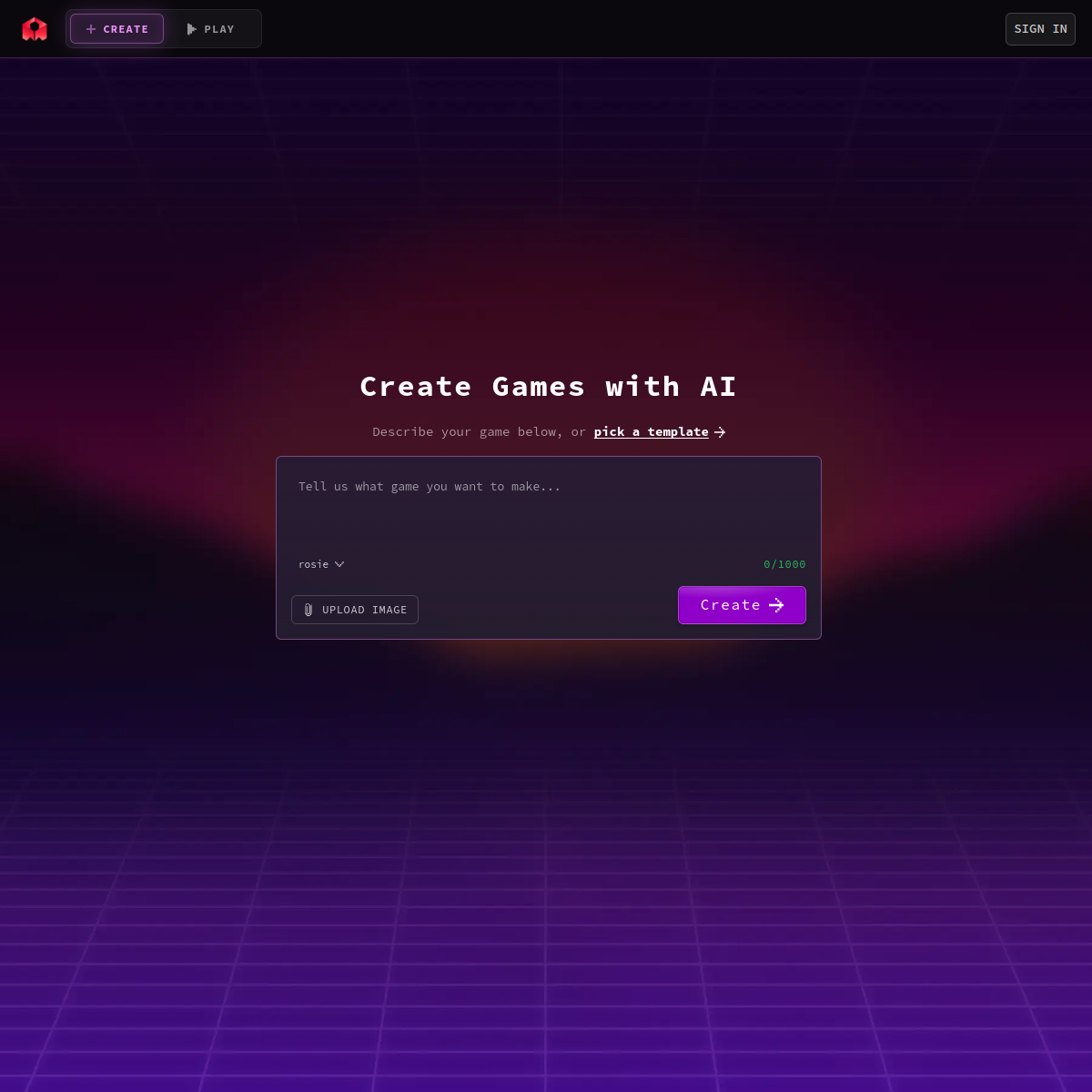 Screenshot of Rosebud AI Game Builder